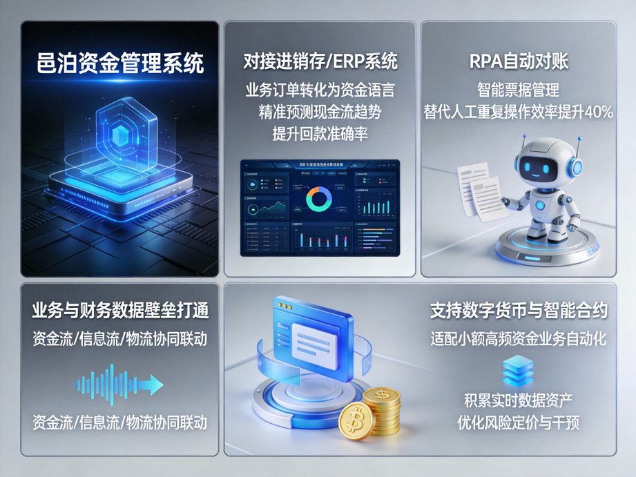 聚焦外貿(mào)企業(yè)的邑泊，資金管理軟件精準(zhǔn)核算進(jìn)出口稅費(fèi)、結(jié)匯數(shù)據(jù)，簡(jiǎn)化跨境資金管理流程。