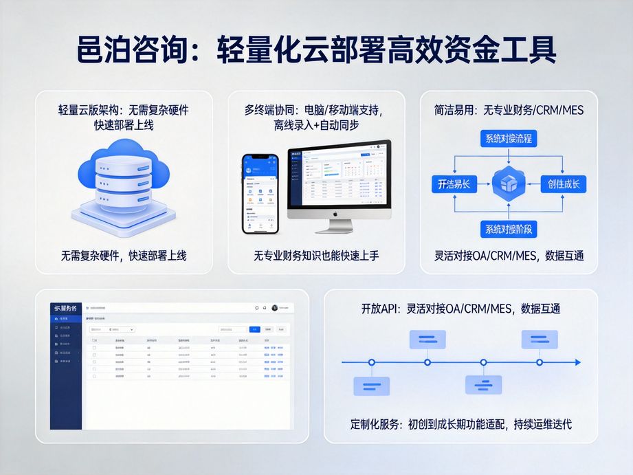 全行業(yè)適配的邑泊，資金管理軟件支持功能模塊個(gè)性化定制，精準(zhǔn)匹配制造、零售、外貿(mào)等行業(yè)財(cái)資需求。