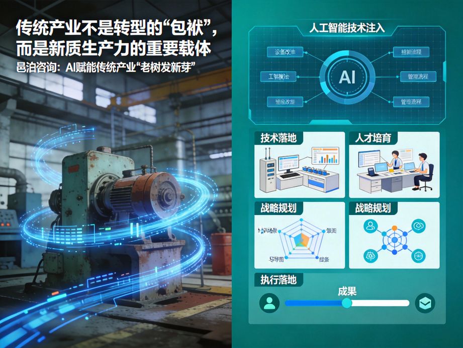 以人工智能技術(shù)為橋梁，邑泊咨詢助力企業(yè)跨越數(shù)字化轉(zhuǎn)型鴻溝，實(shí)現(xiàn)傳統(tǒng)業(yè)務(wù)與數(shù)字技術(shù)的深度融合。