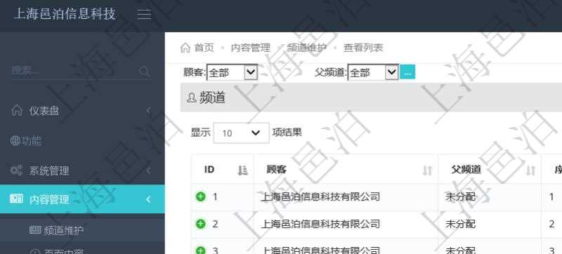 項(xiàng)目管理軟件的內(nèi)容管理集成了網(wǎng)站內(nèi)容發(fā)布模塊，可通過(guò)頻道維護(hù)內(nèi)容網(wǎng)站頁(yè)面的不同板塊。頻道維護(hù)列表查詢返回信息包括：父子頻道關(guān)系、序號(hào)、是否顯示還是隱藏、頻道名稱、首頁(yè)顯示內(nèi)容個(gè)數(shù)、首頁(yè)排序序號(hào)等。