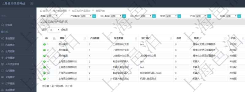 在項(xiàng)目管理軟件MES生產(chǎn)制造管理系統(tǒng)中查詢加工執(zhí)行產(chǎn)品日志返回產(chǎn)品配置、加工配置、加工執(zhí)行、序號(hào)、物資、產(chǎn)品、數(shù)量、容器、描述。