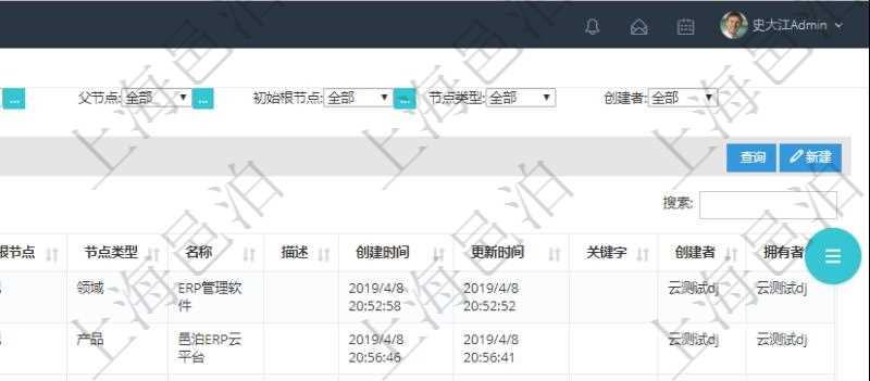 在項目管理軟件里可通過產(chǎn)品管理系統(tǒng)查詢返回產(chǎn)品結(jié)點維護列表信息，比如：：單位、部門、團隊、父節(jié)點、序號、初始根節(jié)點、結(jié)點類型、結(jié)點名稱、描述、創(chuàng)建時間、更新時間、關鍵字、創(chuàng)建者、擁有者。