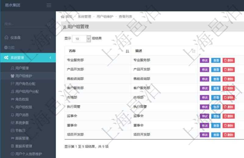 項目管理軟件可通過用戶組來劃分不同用戶，分別賦予不同功能模塊的權限，比如可將公司分為多個用戶組：董事會、監(jiān)事會、執(zhí)行高管、市場部、客戶服務部、售前咨詢部、產品開發(fā)部、專業(yè)服務部、項目開發(fā)部等。
