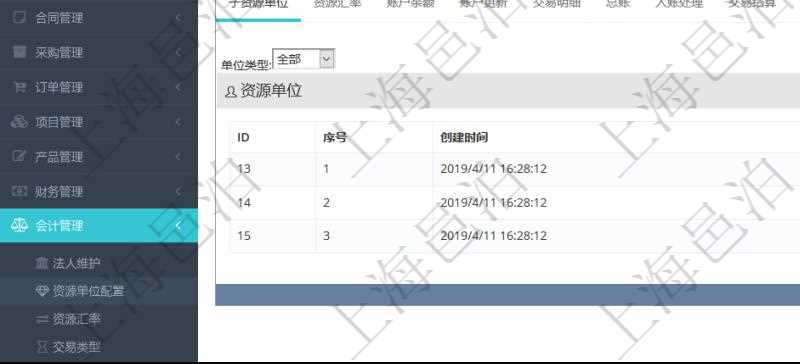 項(xiàng)目管理軟件會(huì)計(jì)管理模塊資源單位維護(hù)查詢(xún)還可以關(guān)聯(lián)查詢(xún)更多相關(guān)資料，比如子資源單位信息：序號(hào)、創(chuàng)建時(shí)間、子資源單位代碼、描述、資源單位類(lèi)型等。