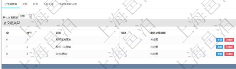 項(xiàng)目管理軟件會計(jì)管理模塊交易類型查詢還可以關(guān)聯(lián)查詢更多相關(guān)資料，比如子交易類型：序號、子交易類型名稱、描述、默認(rèn)交易模板。
