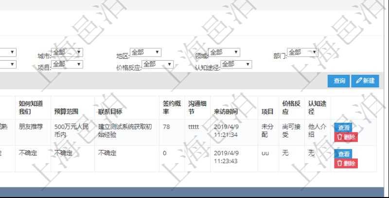 在項(xiàng)目管理軟件CRM客戶關(guān)系管理系統(tǒng)中，查看潛在客戶明細(xì)信息時(shí)可以查看的字段基本信息有：客戶名稱、客戶編號、客戶電話、實(shí)際客戶檔案、實(shí)際名稱、郵箱、地址、職業(yè)、性別、年齡、錄入用戶及創(chuàng)建時(shí)間。同時(shí)還可以查詢到關(guān)聯(lián)的客戶拜訪信息：來訪方式、跟進(jìn)級別、跟進(jìn)階段、城市、地區(qū)、領(lǐng)域、部門、合作方式、如何知道我們、預(yù)算范圍、聯(lián)系目標(biāo)、簽約概率、溝通細(xì)節(jié)、來訪時(shí)間、項(xiàng)目、價(jià)格反應(yīng)、認(rèn)值途徑。