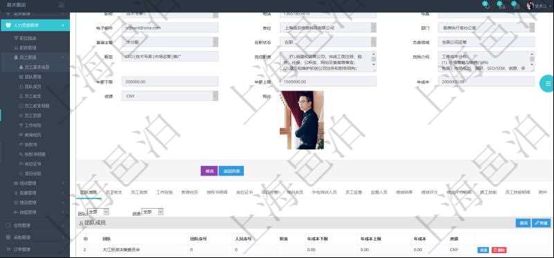 項(xiàng)目管理軟件人力資源管理模塊員工基本信息資料明細(xì)查詢除了包括姓名、代碼、描述、財(cái)務(wù)人、登錄賬戶、工號、性別、生日、入職日期、學(xué)歷、崗位、職稱、電話、傳真、電子郵件、單位、部門、直接主管、在職狀態(tài)、負(fù)責(zé)領(lǐng)域、標(biāo)簽、崗位職責(zé)、自我介紹、年薪下限、年薪上限、年成本、資源、照片等信息還可以關(guān)聯(lián)查詢更多相關(guān)資料。