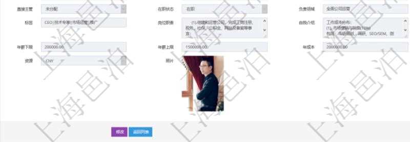 項(xiàng)目管理軟件人力資源管理模塊員工基本信息資料明細(xì)查詢還可以關(guān)聯(lián)查詢更多相關(guān)資料，比如參加過(guò)的外包培訓(xùn)及評(píng)價(jià)。