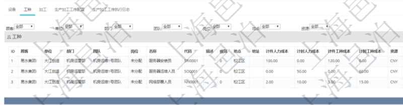 在項目管理軟件MES生產(chǎn)制造管理系統(tǒng)查看工廠信息時除了返回工廠信息，同時返回關(guān)聯(lián)的工種信息：單位、部門、團隊、崗位、名稱、代碼、描述、級別、地點、地址、計件人力成本呢、計時人力成本、計件工種成本、計時工種成本、資源、貨幣單位。