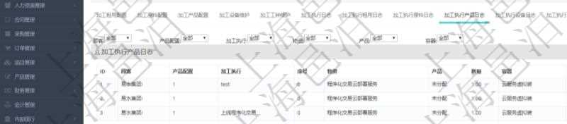 在項(xiàng)目管理軟件MES生產(chǎn)制造管理系統(tǒng)查詢加工明細(xì)信息時(shí)，還返回了關(guān)聯(lián)的加工執(zhí)行產(chǎn)品日志：產(chǎn)品配置、加工執(zhí)行、序號(hào)、物資、產(chǎn)品、數(shù)量、容器、描述。