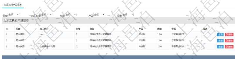 在項目管理軟件MES生產(chǎn)制造管理系統(tǒng)查詢加工產(chǎn)品配置信息時，還返回了關(guān)聯(lián)的加工執(zhí)行產(chǎn)品日志：加工執(zhí)行、序號、物資、產(chǎn)品、數(shù)量、容器、描述。