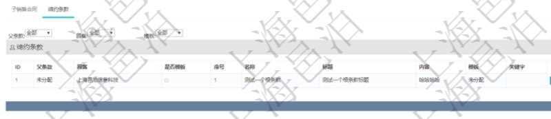 在項(xiàng)目管理軟件銷售報價管理系統(tǒng)中查詢返回的除了有銷售合同明細(xì)信息外，還包括締約條款明細(xì)：父條款、是否模板標(biāo)志、序號、名稱、標(biāo)題、內(nèi)容、模板及關(guān)鍵字。